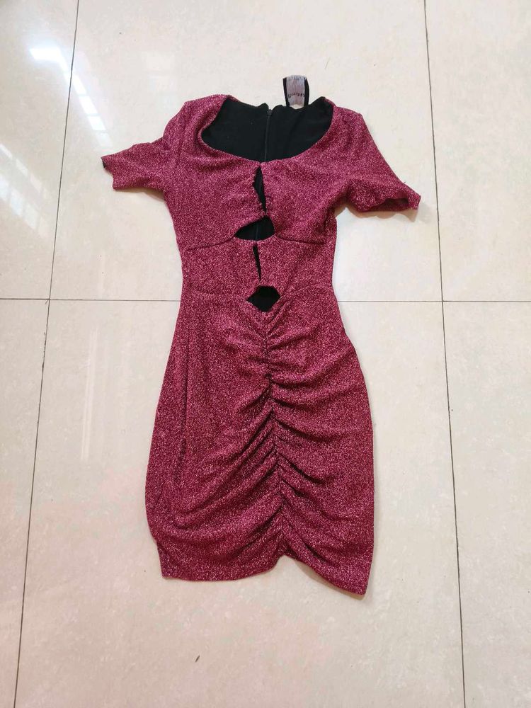 Sparkly Ruched Mini Dress