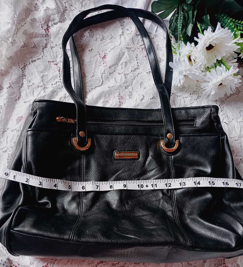Chic Black Faux Leather Tote Bag