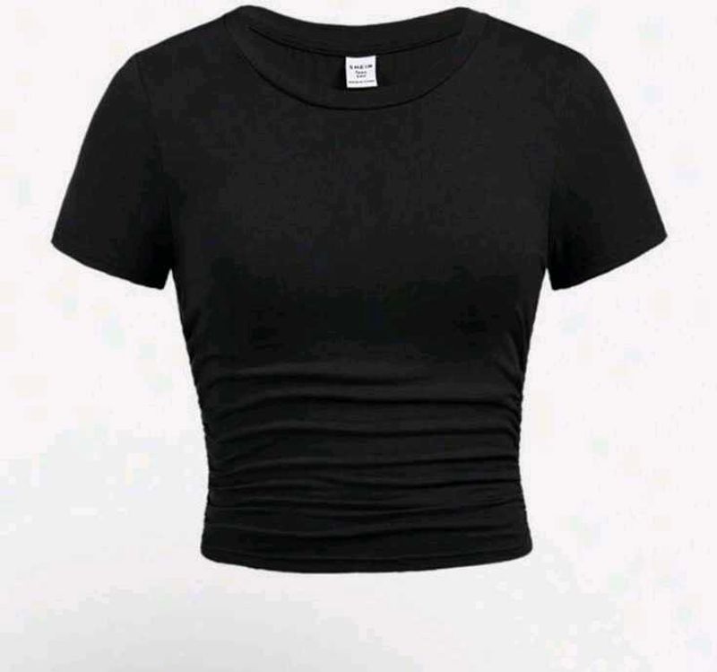 Ruched Black Crop Top