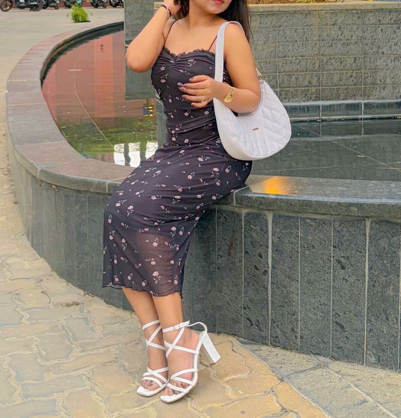 Chic Floral Print Midi Dress