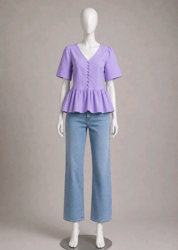 Cute Lavender Peplum Top