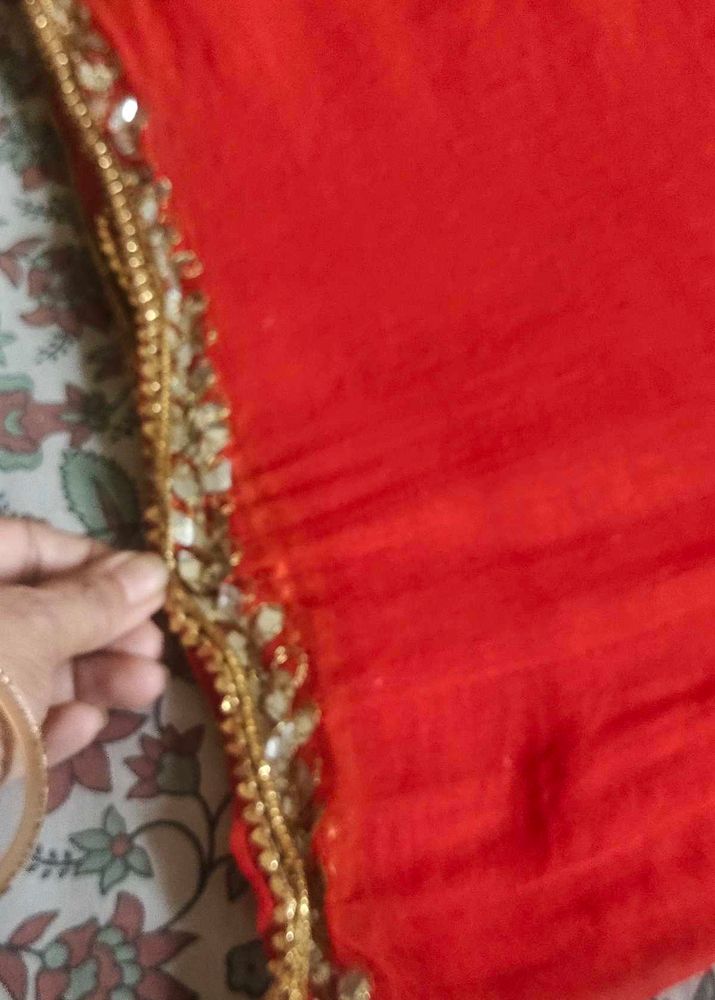 Elegant Red Embellished odhna