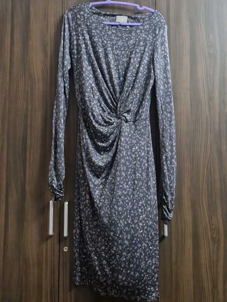 Ghost London Chic Floral Print Twist Front Midi Dr