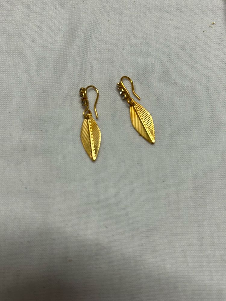 Gold Leaf Earrings with Stones