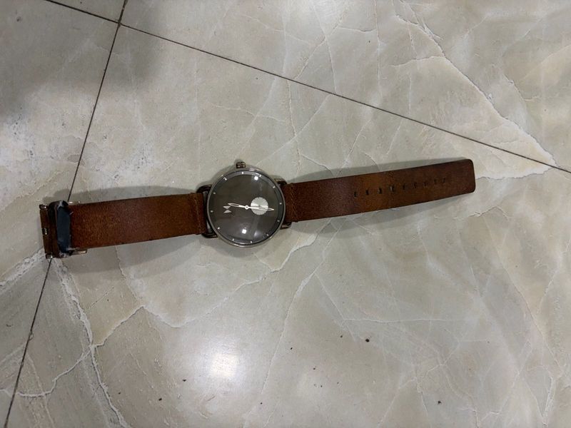 MVMT Stylish Brown Leather Strap Watch