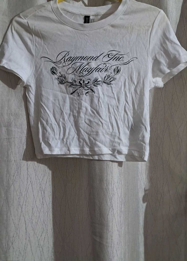 White Graphic Print Tee