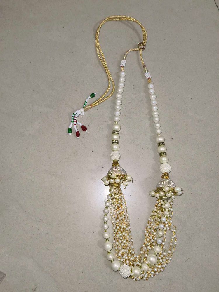 Pearl and Kundan Necklace Set with Jhumkas