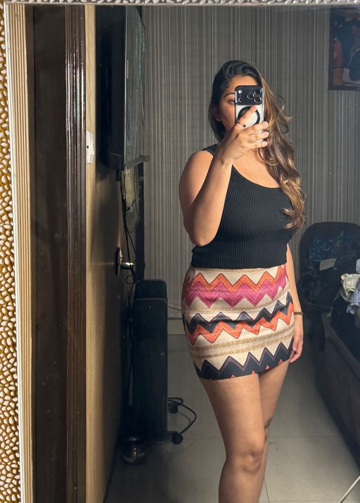 Patterned Mini Skirt