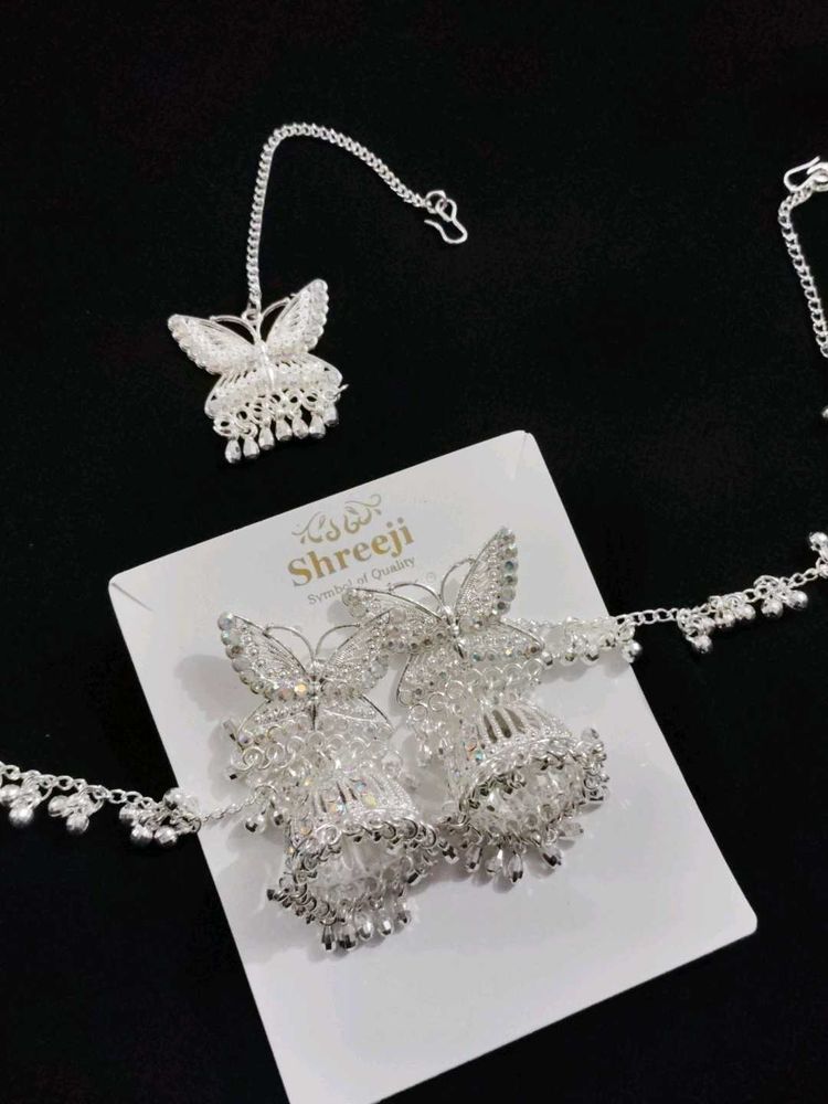 ☺️Silver Butterfly Jhumka Set 🦋