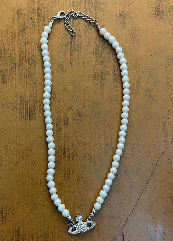 Chic Pearl Necklace with Orb Charm