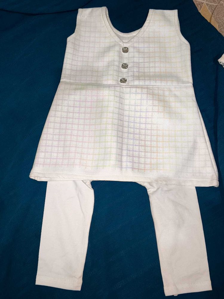 White dress with Pants Set