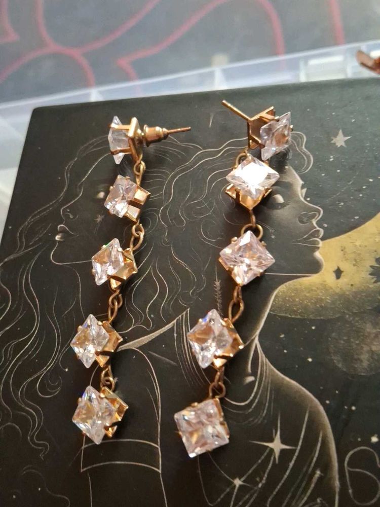 Sparkling Diamond Drop Earrings