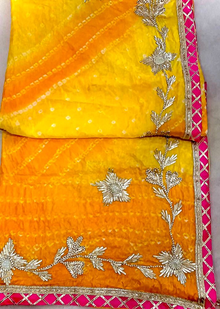 Vibrant Yellow Bandhani duppata