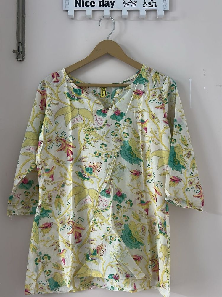 Floral Print Cotton Kurta