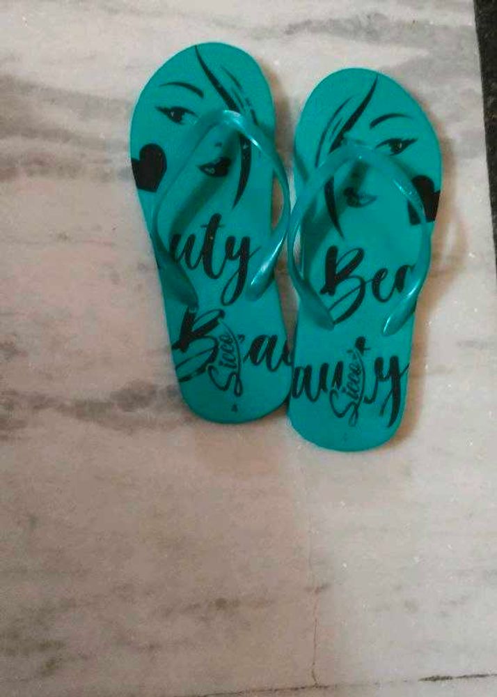 Turquoise Flip Flops with "Beauty Savvy" Design