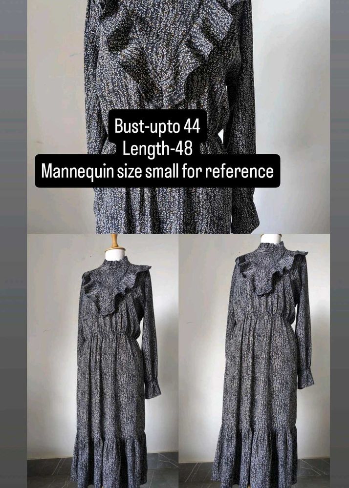 Elegant Ruffle Neck Maxi Dress