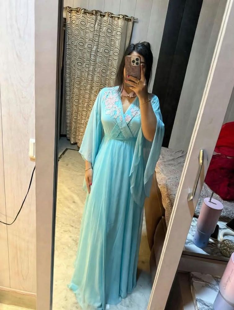 chinese Sky Blue Embroidered Gown🩷🦋🎀