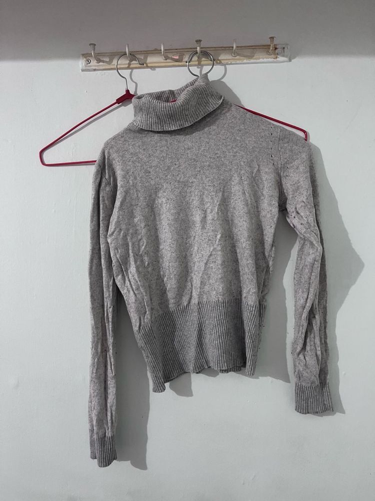 Grey Turtleneck Sweater