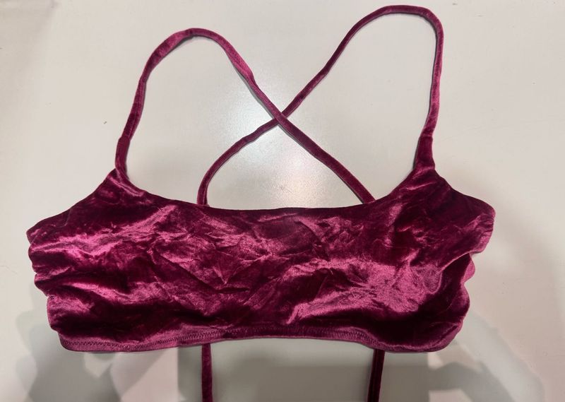 Magenta Velvet Bralette Top Cris Cros Back