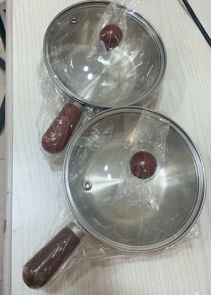 2pcs Stainless Steel Pot with Lid