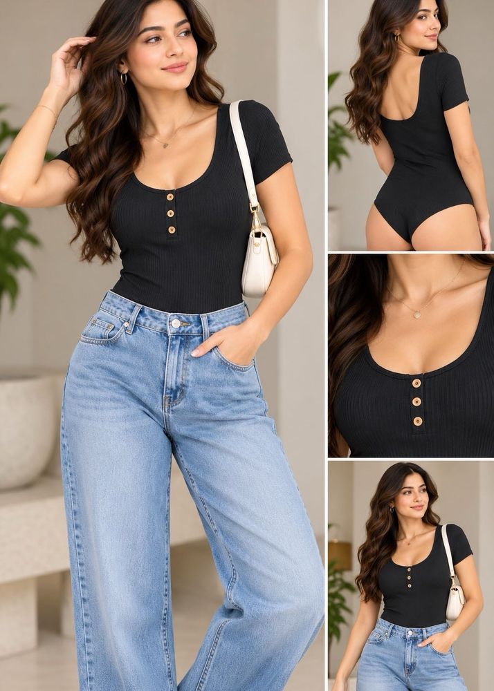 Black Henley Bodysuit