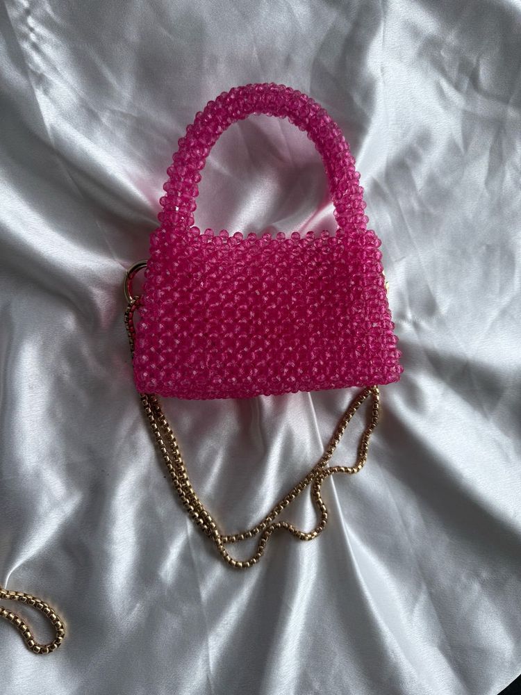 Hot Pink Beaded Mini Bag