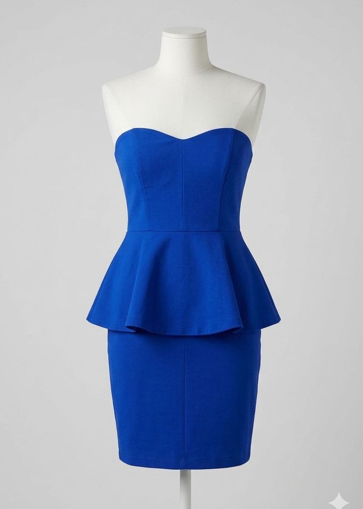 Zara Royal Blue Peplum Tube Dress (OFFER)