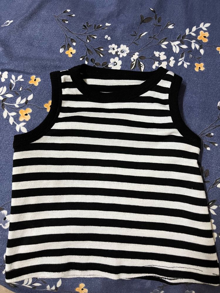 Black &amp; White Striped Tank Top