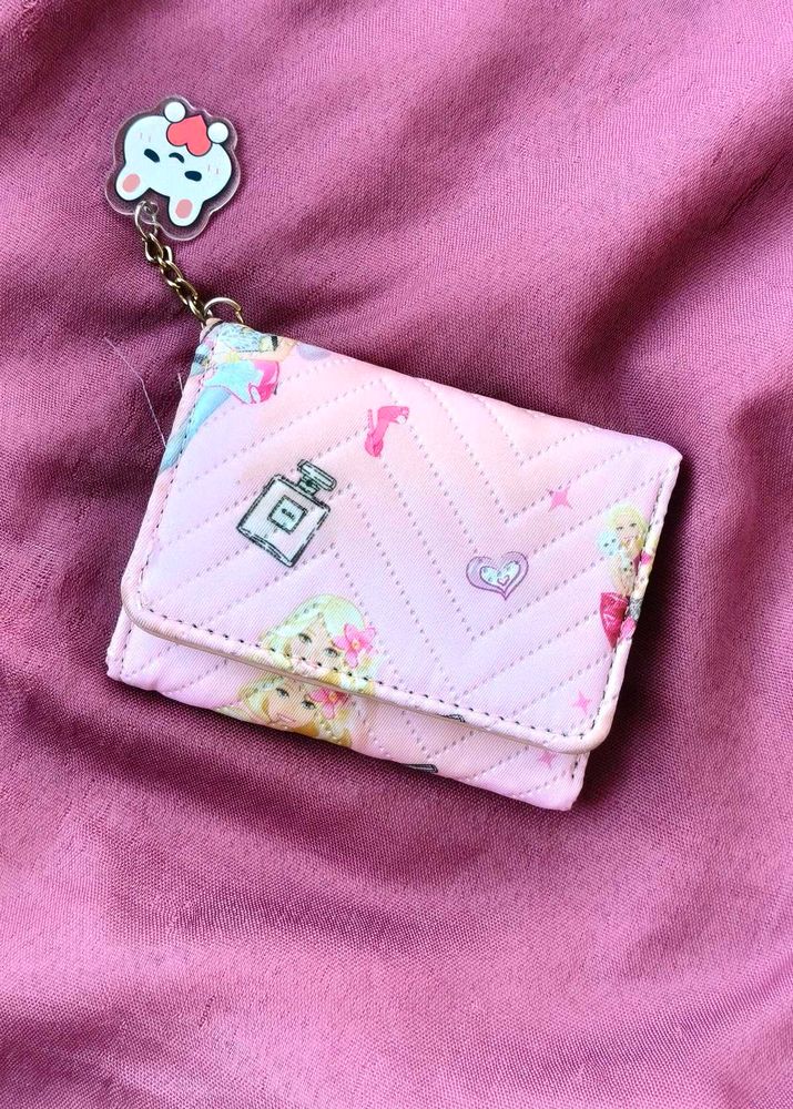 🌷🎀Cute Pink Quilted Wallet with Charm🌷