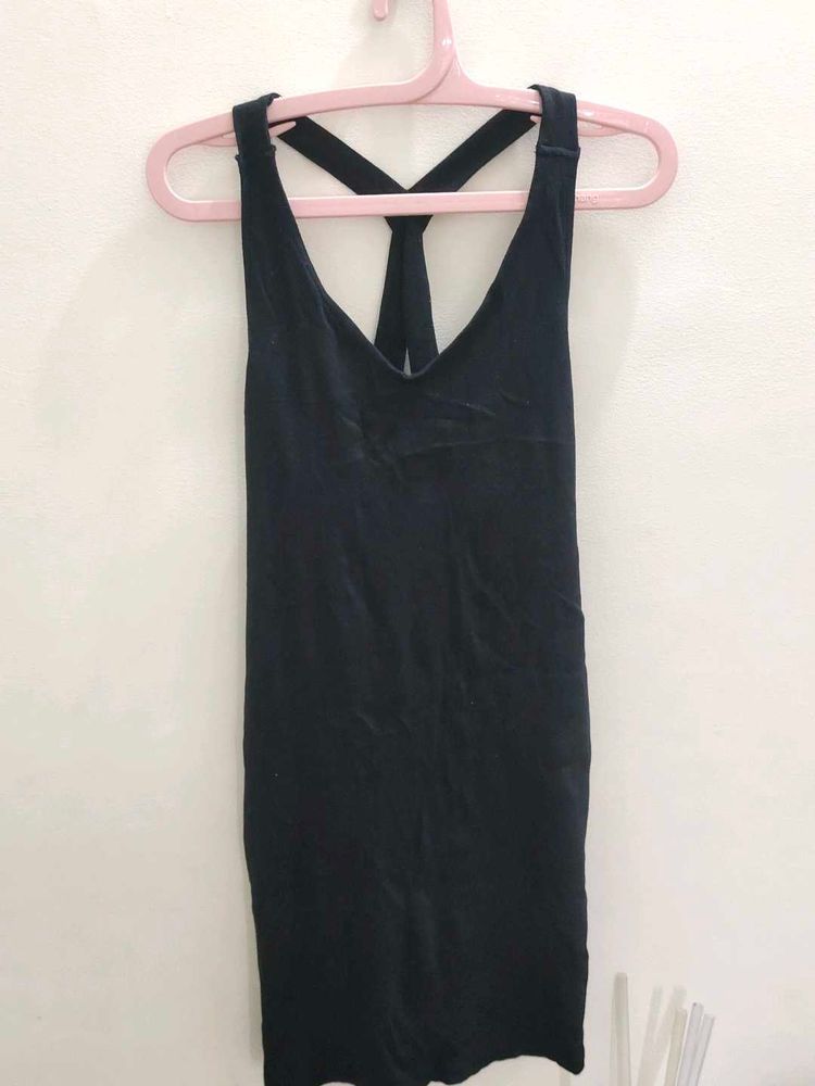 Sleek Black Racerback Dress
