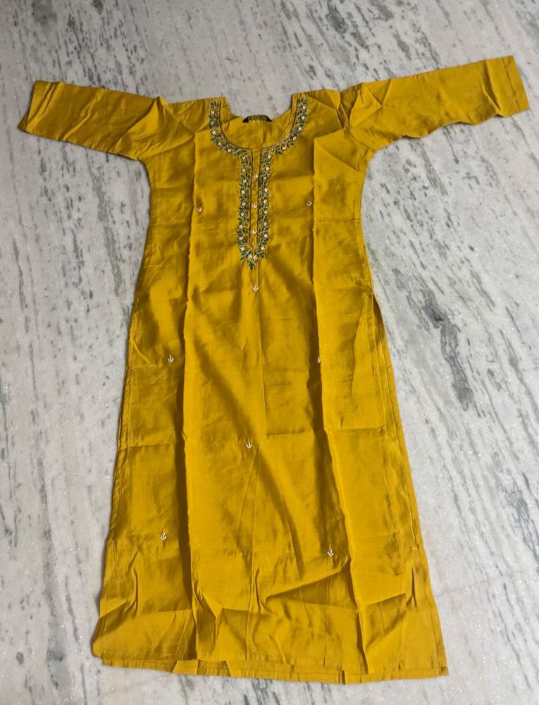 Yellow Embroidered Kurta