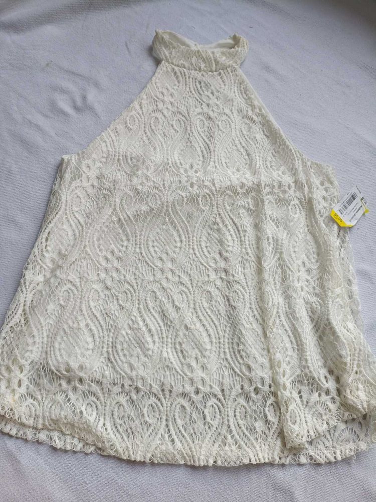 Elegant White Lace Halter Top