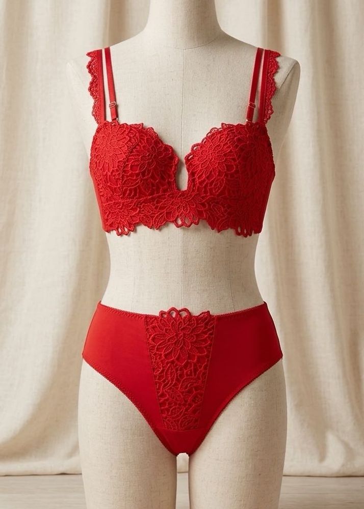 Red Lace Bra &amp; Panty Set