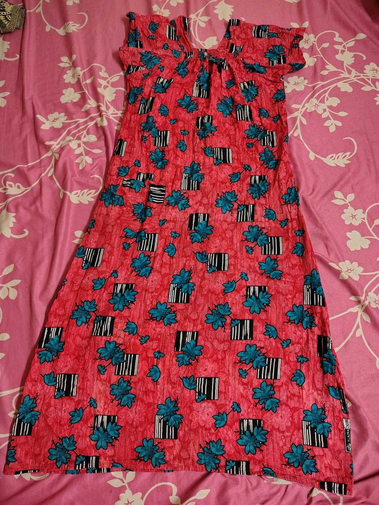 Comfortable Nightgown with Floral Print