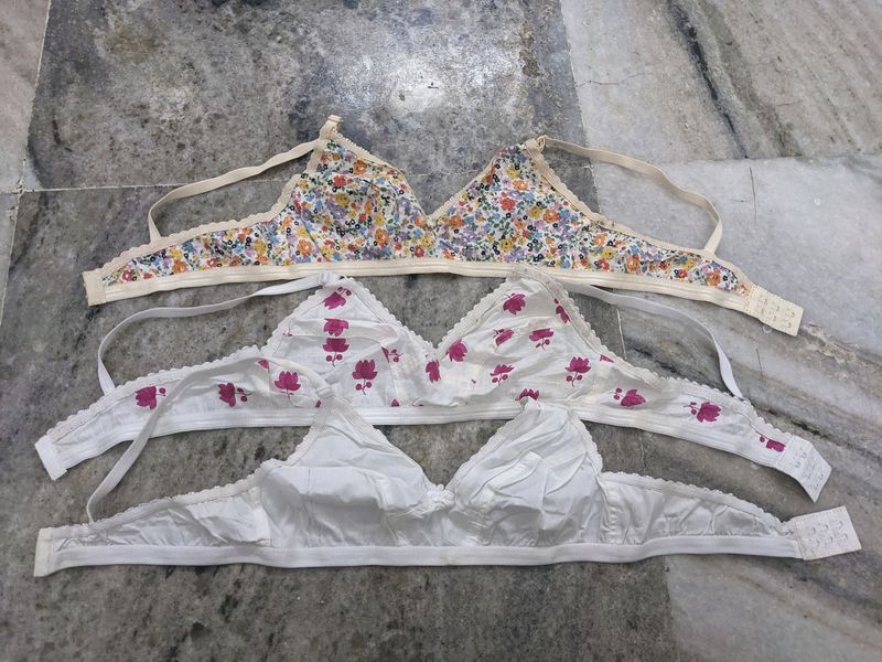 Set Of 3 Cotton Bra