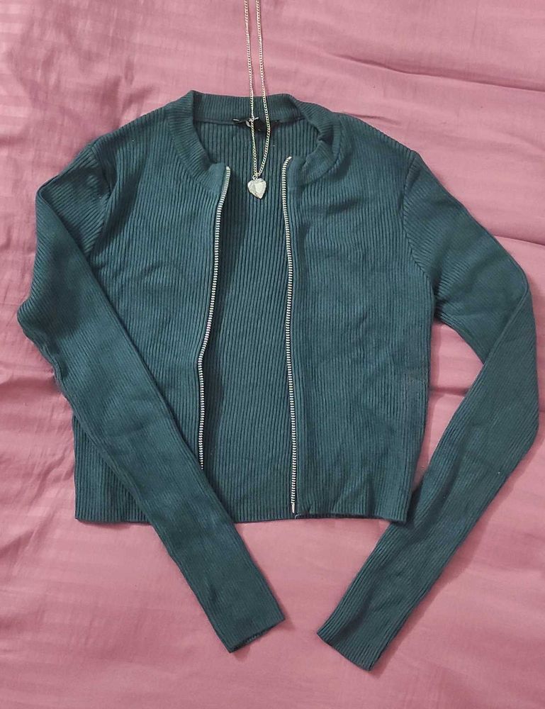 Teal Zipper Cardigan🧚