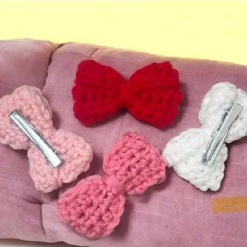 Handmade Crochet Bow Hair Clips