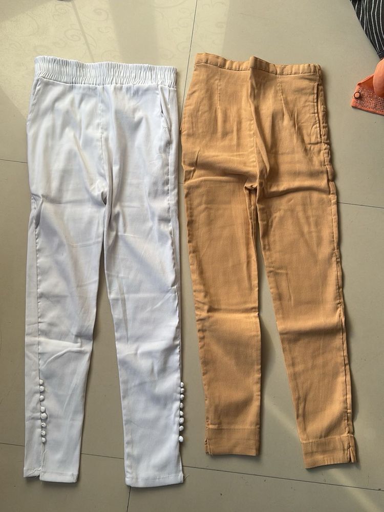 Stylish White and Tan Pants