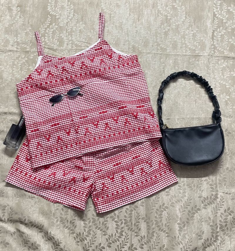 Red Gingham Pajama Set