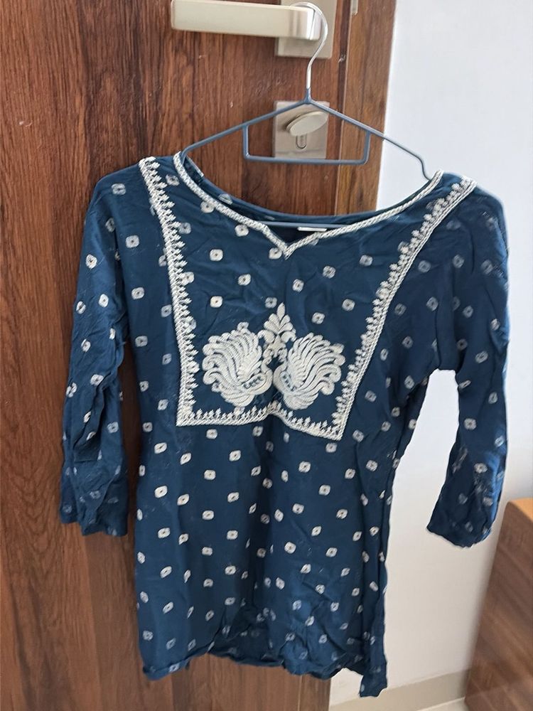 Blue Embroidered Kurta
