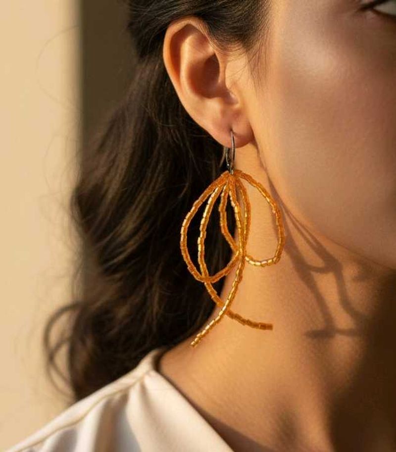 pinterest Inspired Orange Beaded Dangle Earrings
