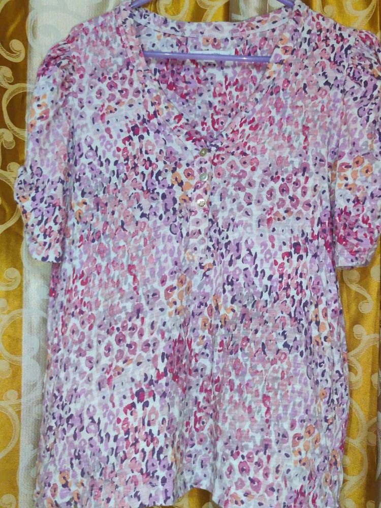 Pink Floral Print Top