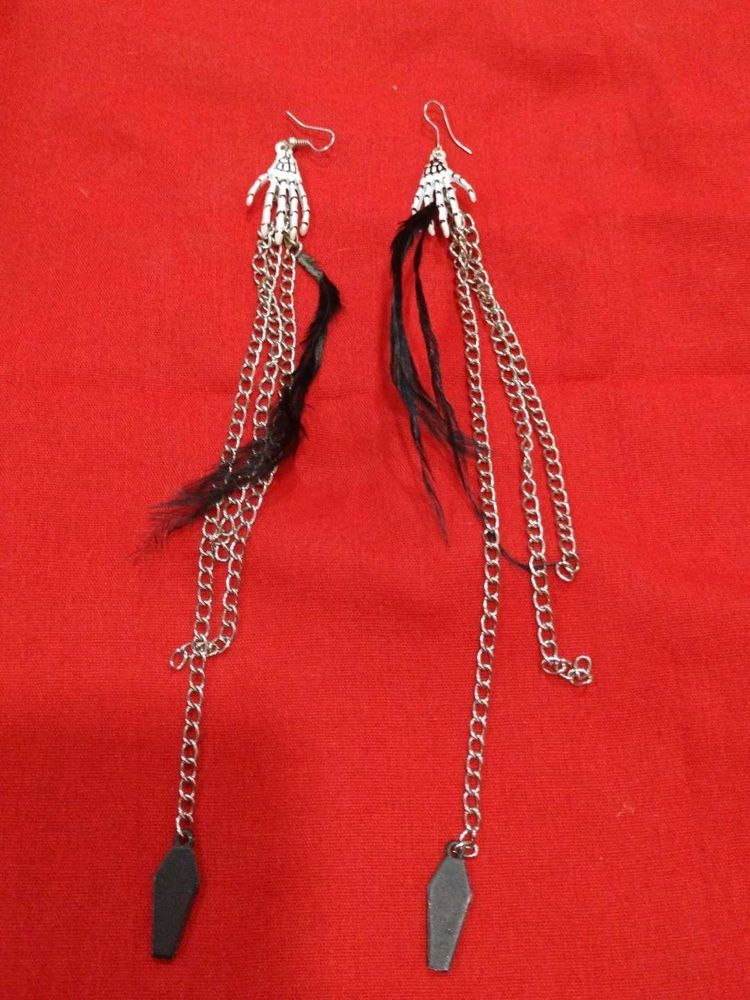 Skeleton Hand Coffin Drop Earrings