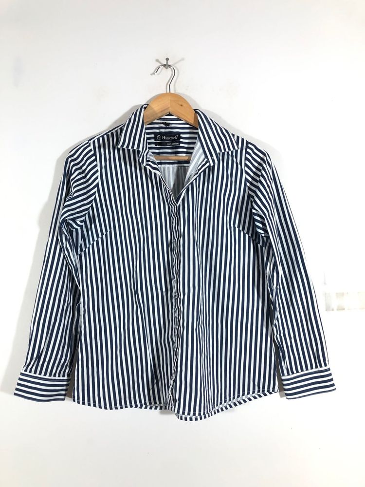 Navy Blue&amp;White Strips Casual Shirt (Women’s)