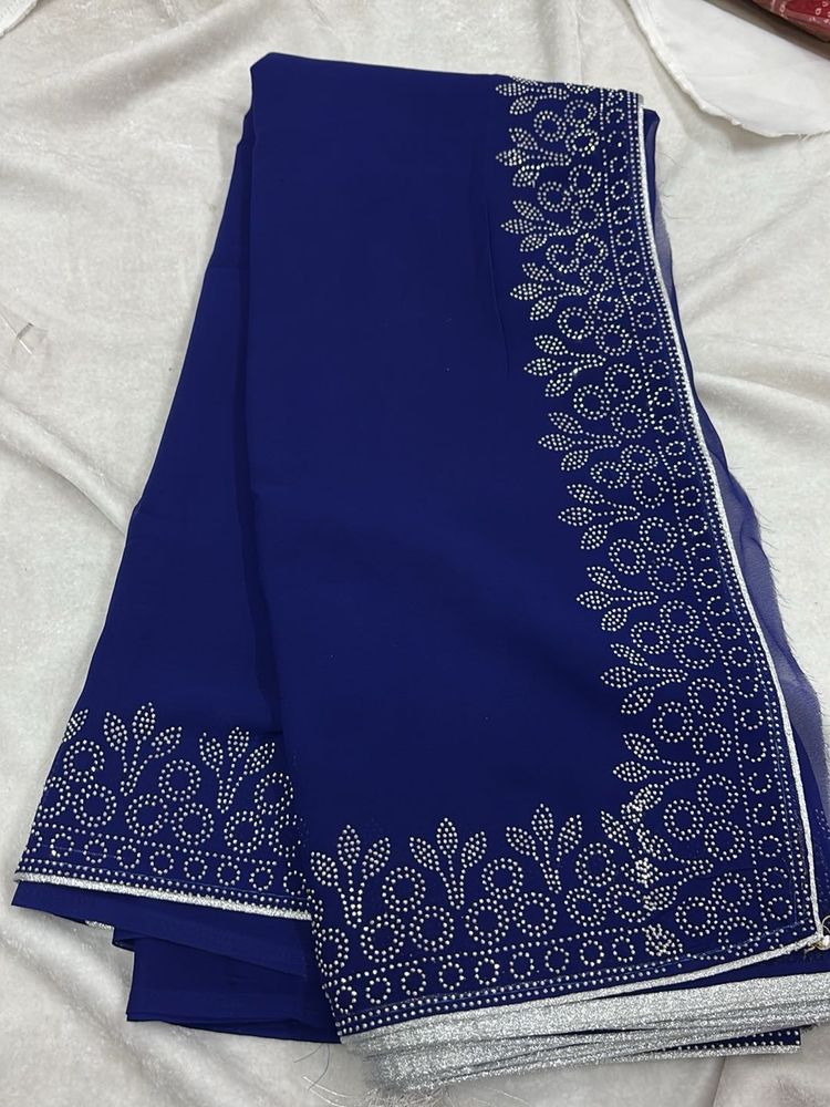 Elegant Blue Embellished Saree