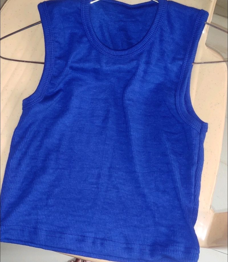 Blue ribbed crop top