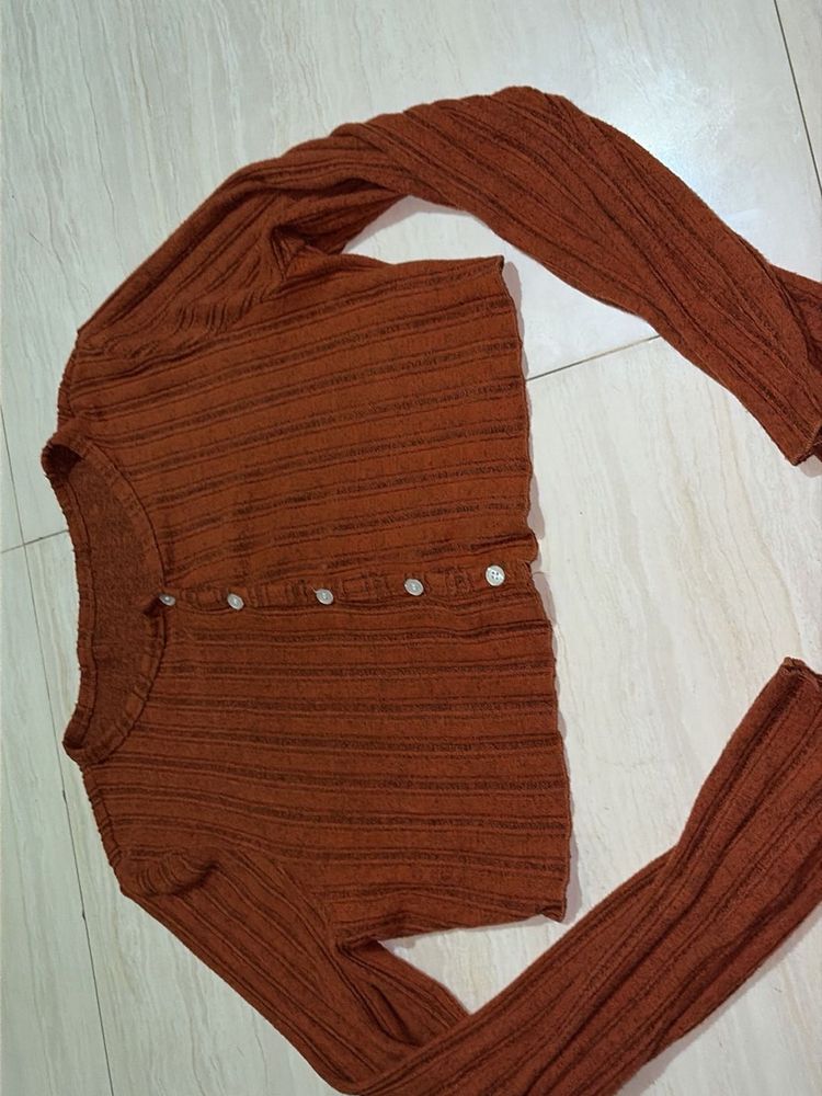 Ribbed Knit Button-Up Cardigan