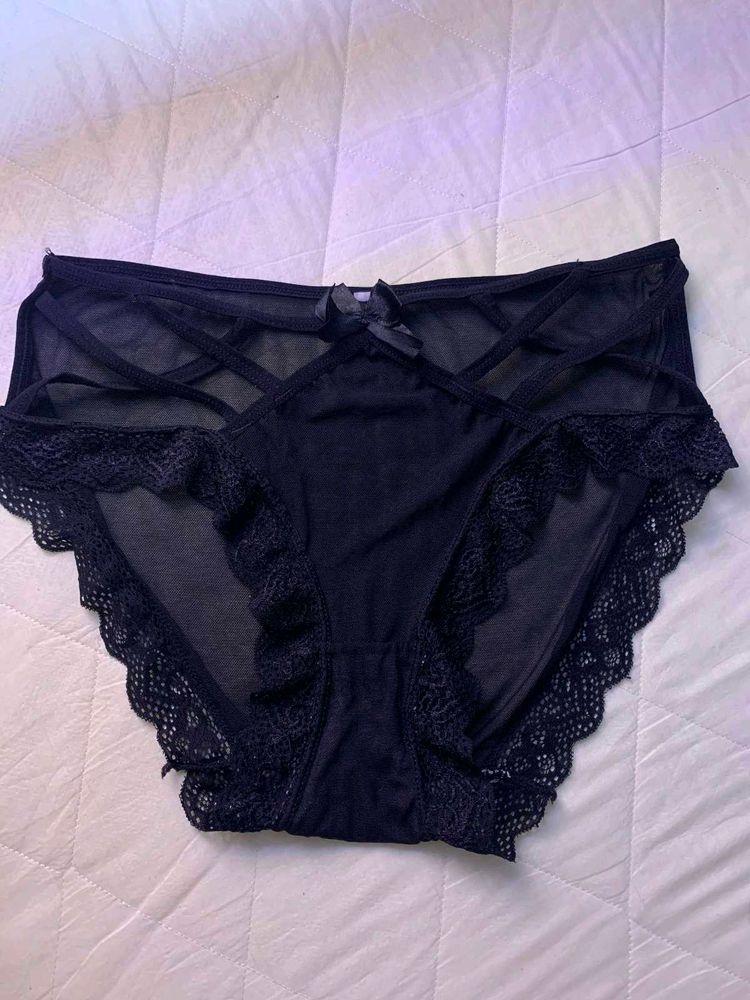Black Lace Trim Briefs