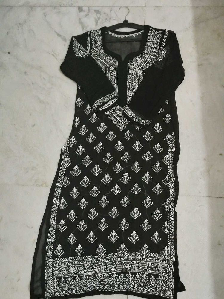 Black Chikankari Kurta