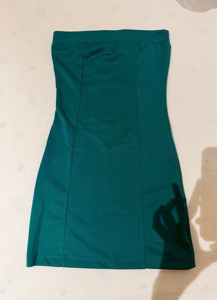Teal Strapless Bodycon Dress
